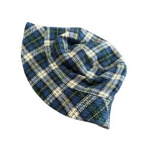 Baby Gap Reversible Unisex Baby Toddler Bucket Hat Plaid Blue Denim Sun Cover